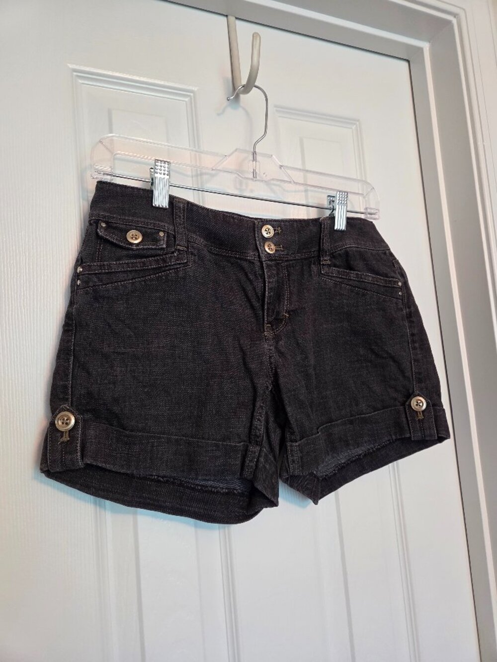 WHBM Black Denim Shorts, Size 0